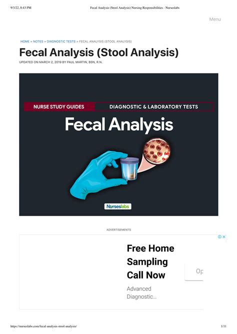 Fecal Analysis (Stool Analysis) Nursing Responsibilities .